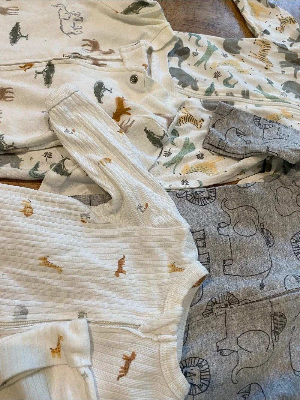 Neutral Safari Print Cotton Baby One-Piece - Multipack